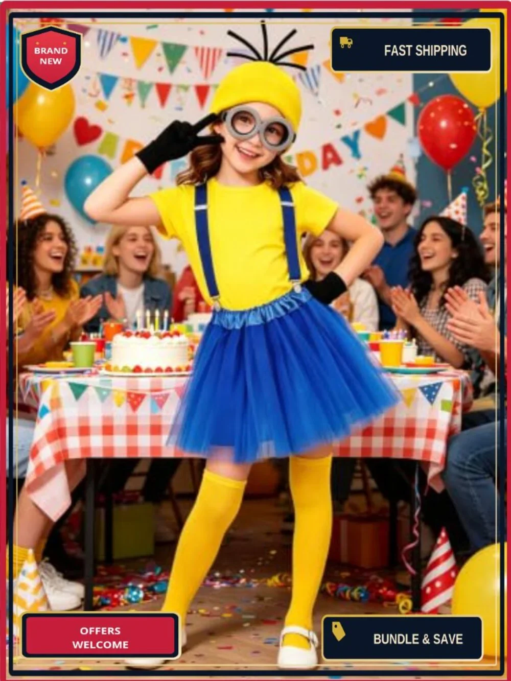Kids Halloween Costume Set Beanie Tutu Suspenders Goggles Gloves